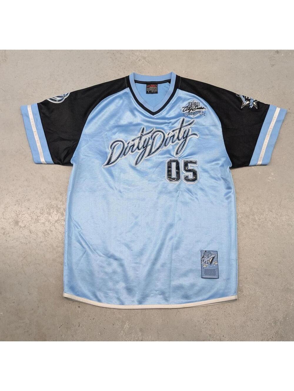 Vintage 90s FUBU City Series Dirty Dirty 05 Blue Jersey